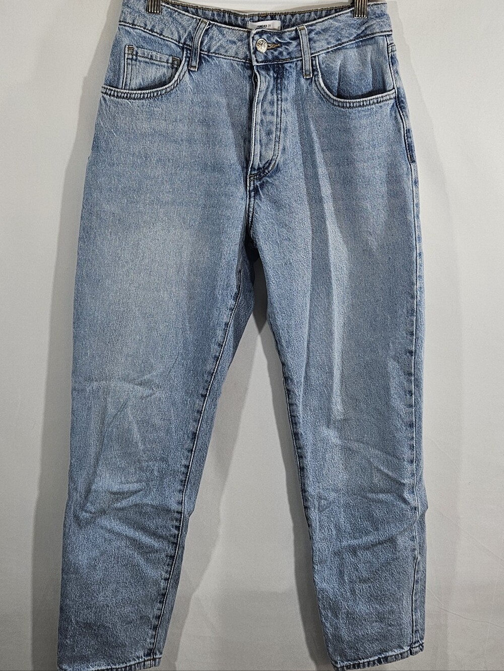 Forever 21 High Rise Tapered Leg Jeans Mushroom Patch